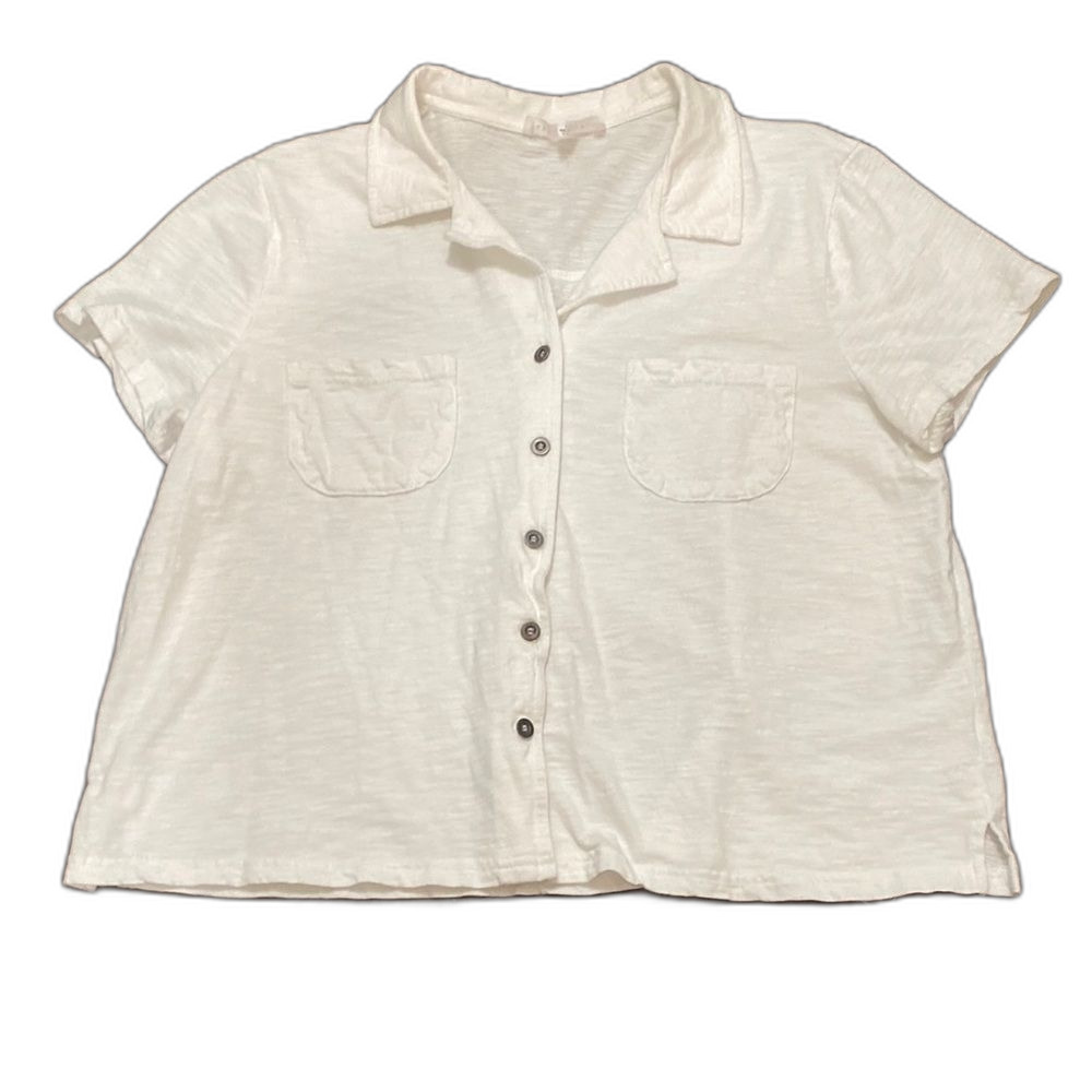 Jane Delancey White Short Sleeve Button Up Shirt